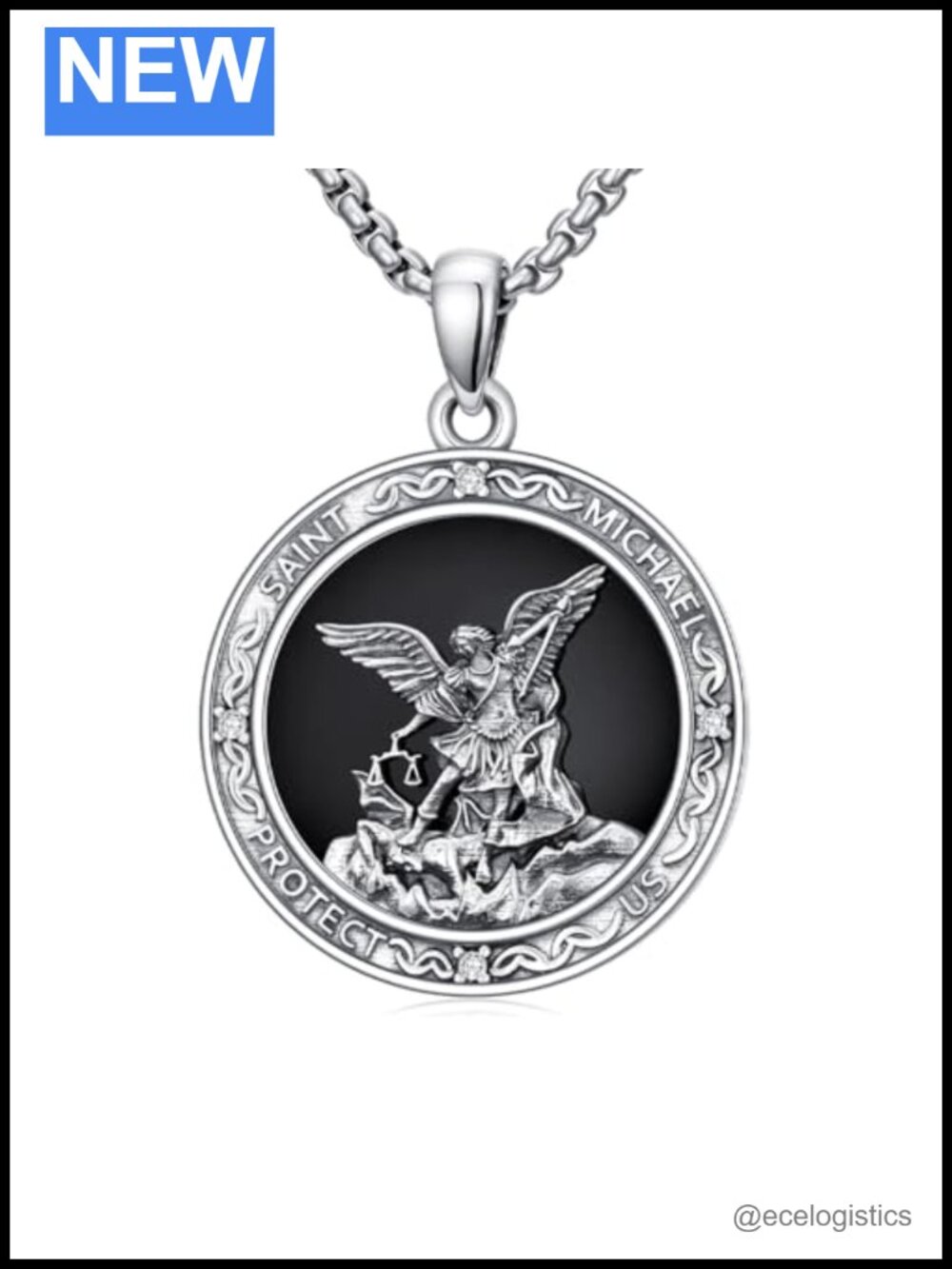 925 Sterling Silver St. Michael Medal Pendant Necklace